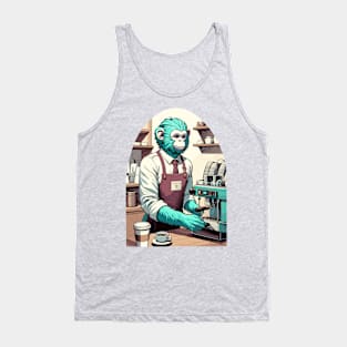 70s monkey barista making a coffee Tank Top